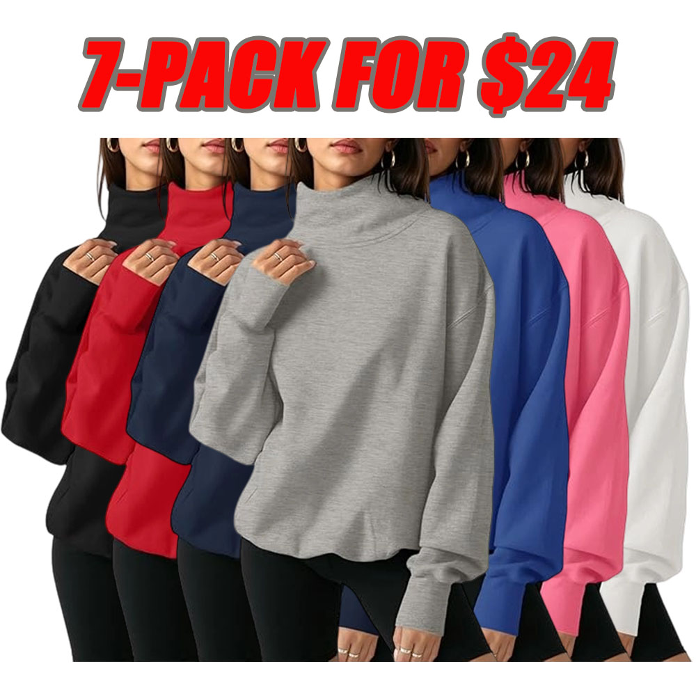 2026 Women's Oversized Turtleneck Sweatshirt Long Sleeve Pullover