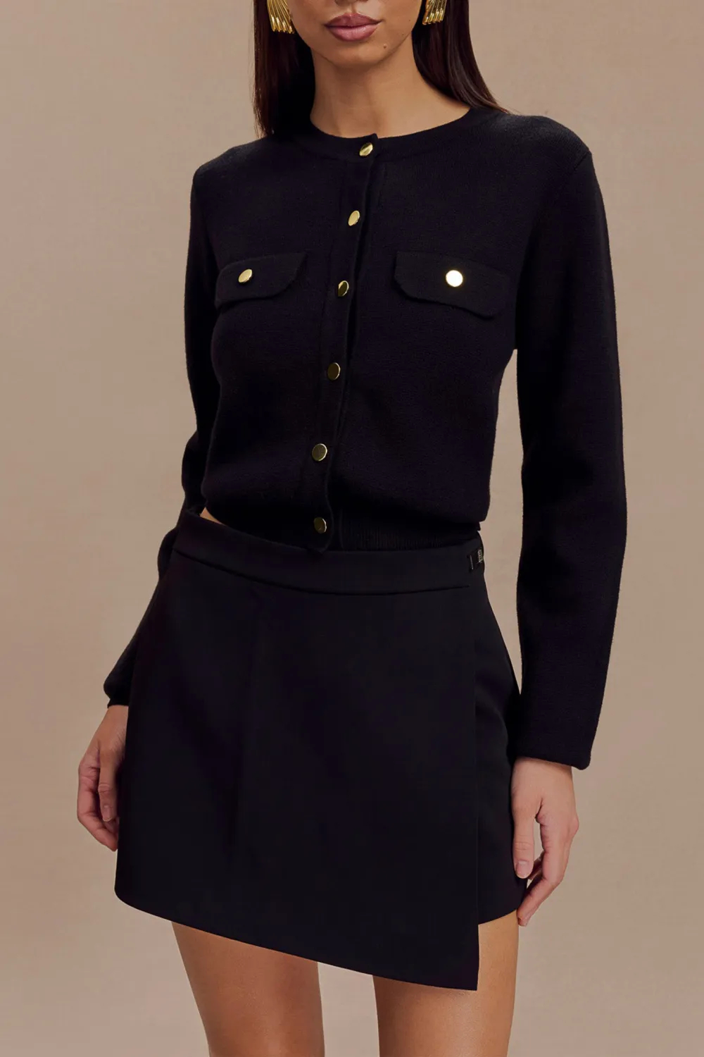 Crew Neck Knit Cardigan