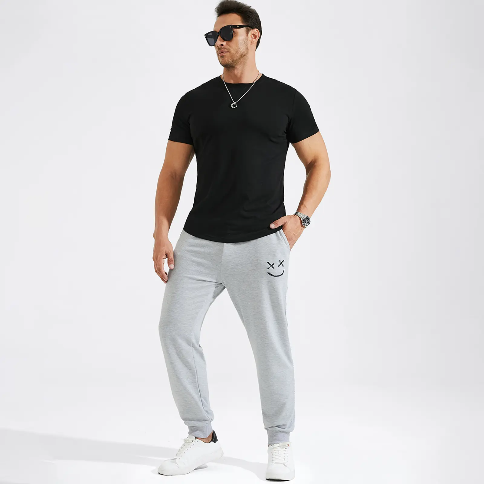 Men's Cotton Hipster Hip Hop Longline Crewneck T-Shirt,Menswear Casual T-shirt Tops