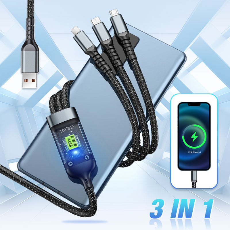 🔥2026 Hot Sale🔥Transparent Luminous 3-in-1 Super Fast Charging Cable