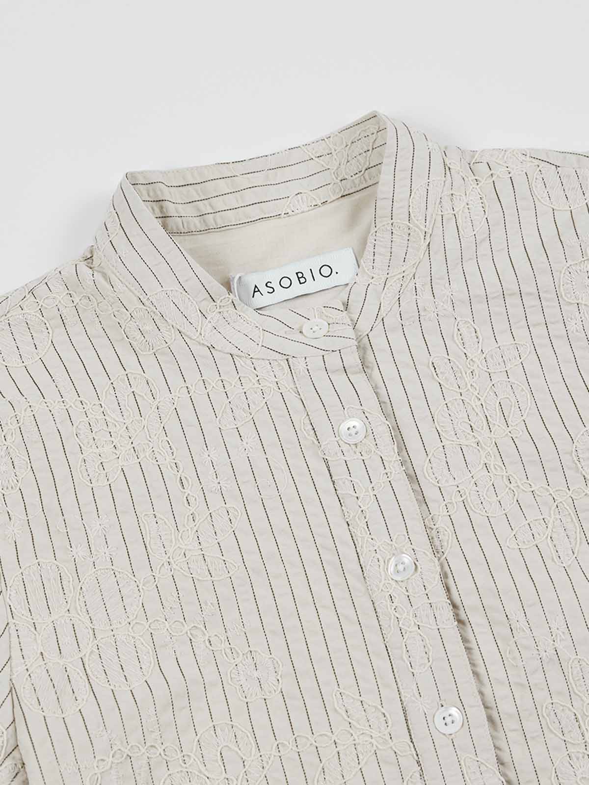 ASOBIO Stand-Collar Puff-Sleeve Shirt