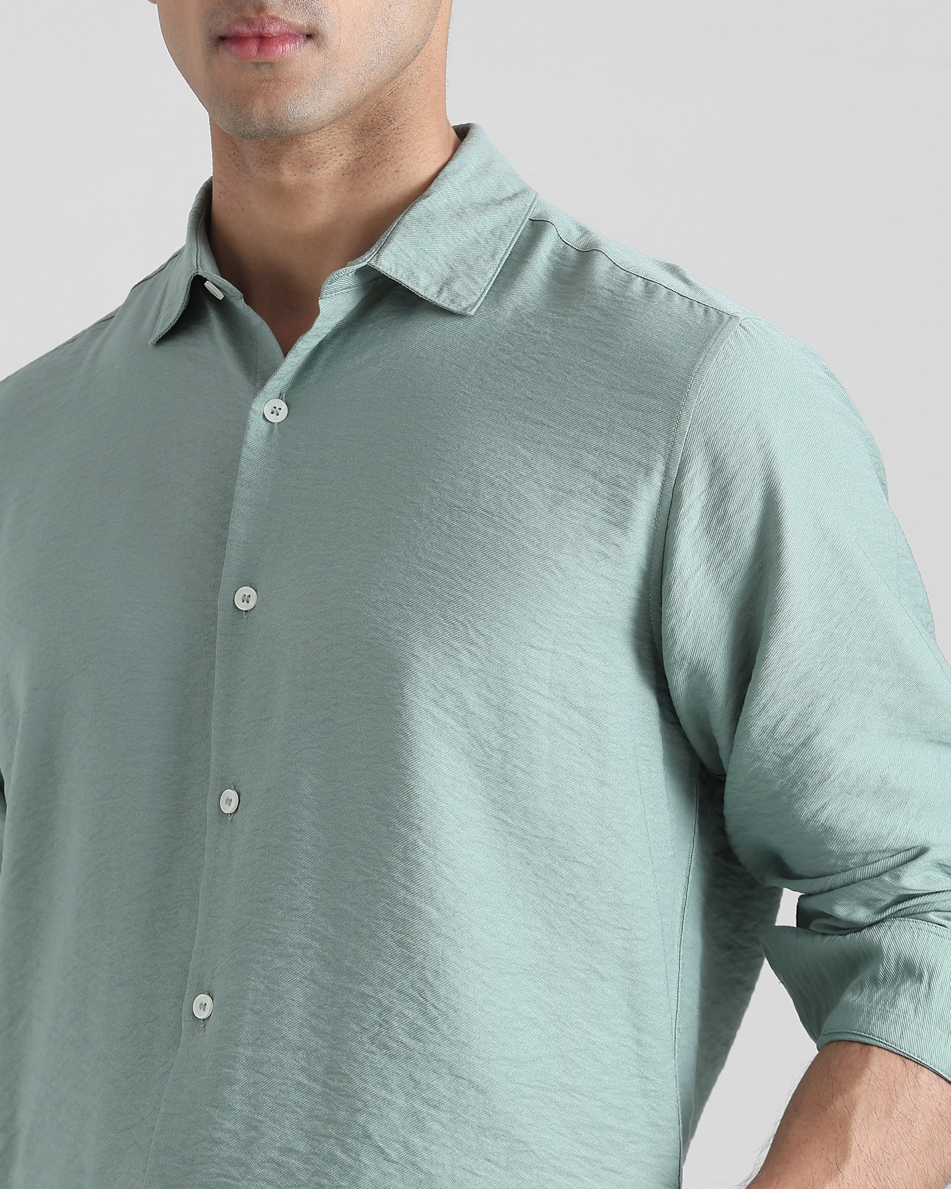 Leisure Simple Comfortable Slim-Fit Breathable Green Shirt