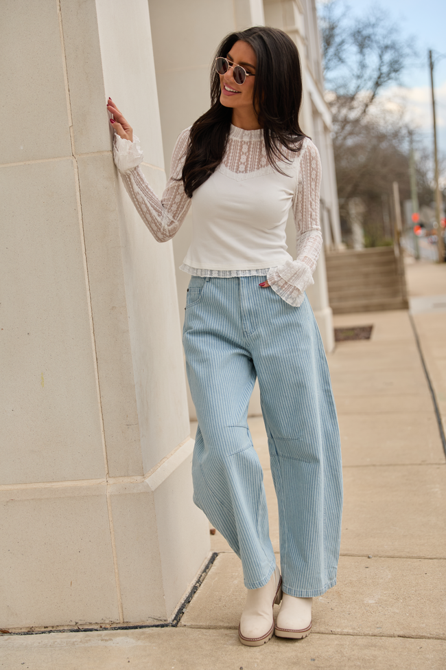 Madison Ivory Lace Mockneck Top