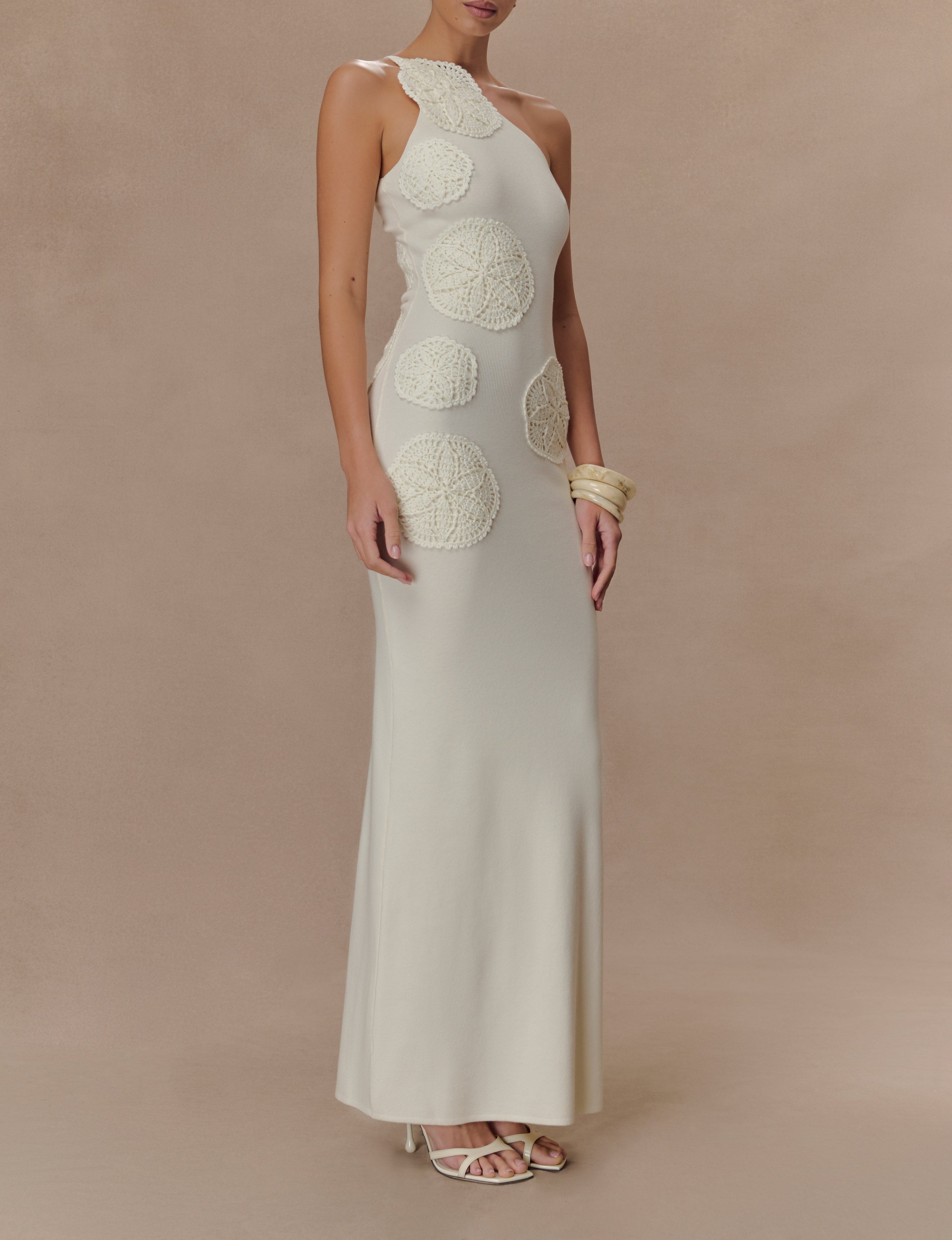 Ivory Crochet Knit Maxi Dress