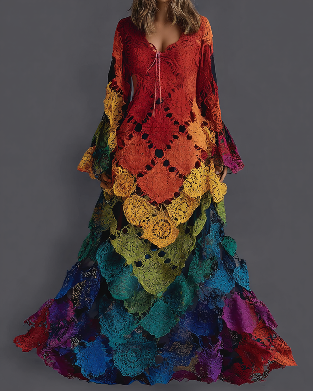 Women's Vibrant Summer Rainbow-Colored Dress 7994