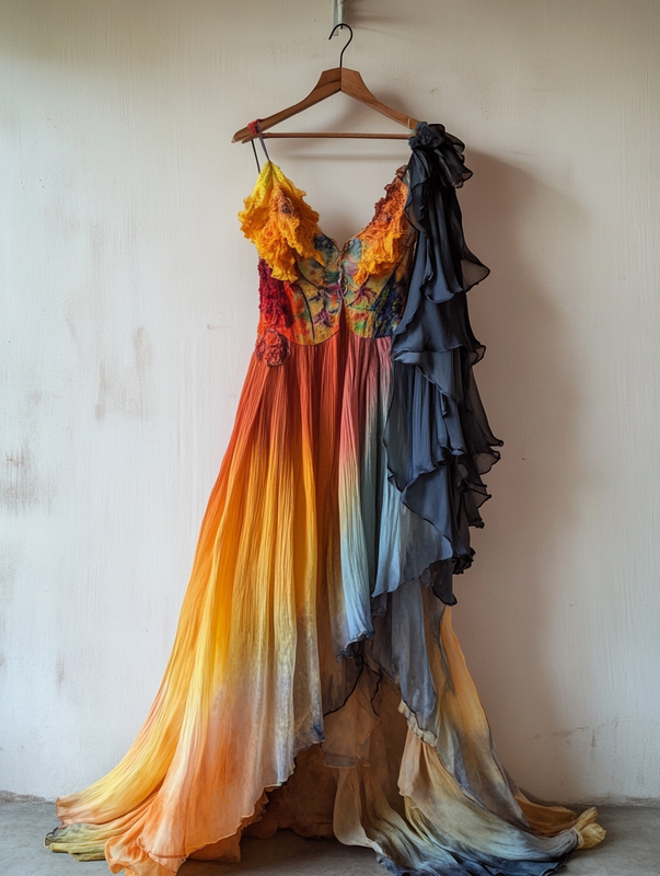 Summer Vacation Rainbow Lace Ruffle Dress 4008