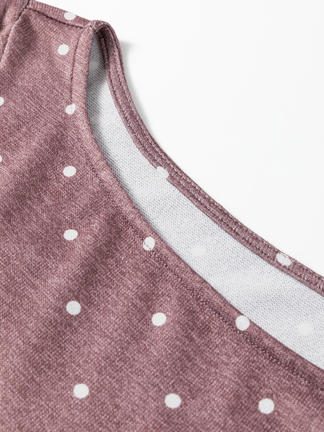 Polka Dot Boat Neck Knit Long Sleeve T Shirt