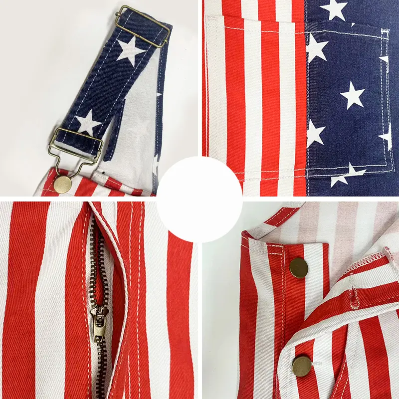 250th Anniversary Shorts 4th of July American Flag Overalls