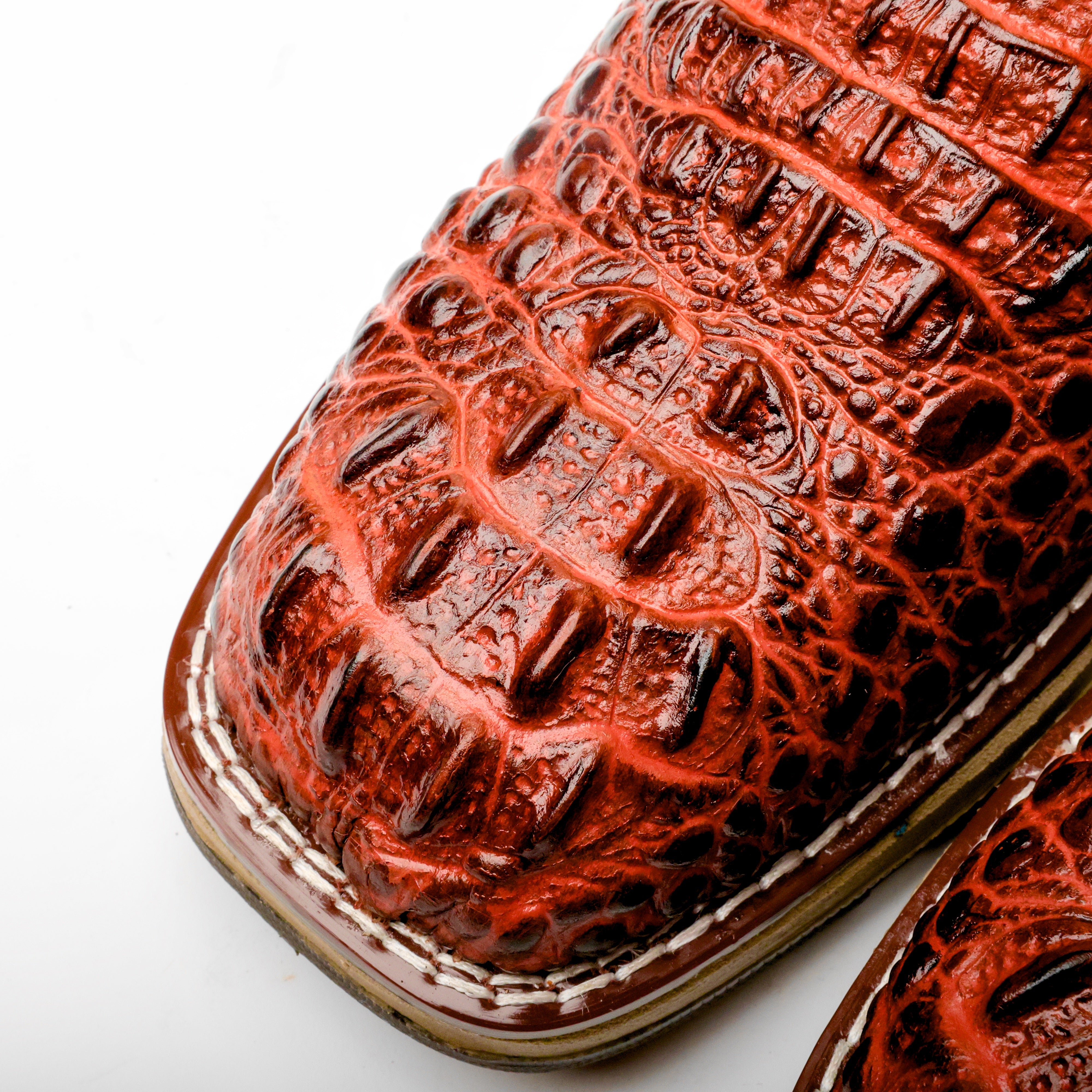 Cognac Caiman Neck Leather Boots With 3D Lightweight Sole - Composite Toe