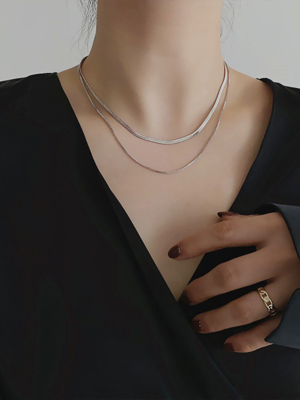 Simple Solid Color Multi-Layered Choker Necklaces Accessories