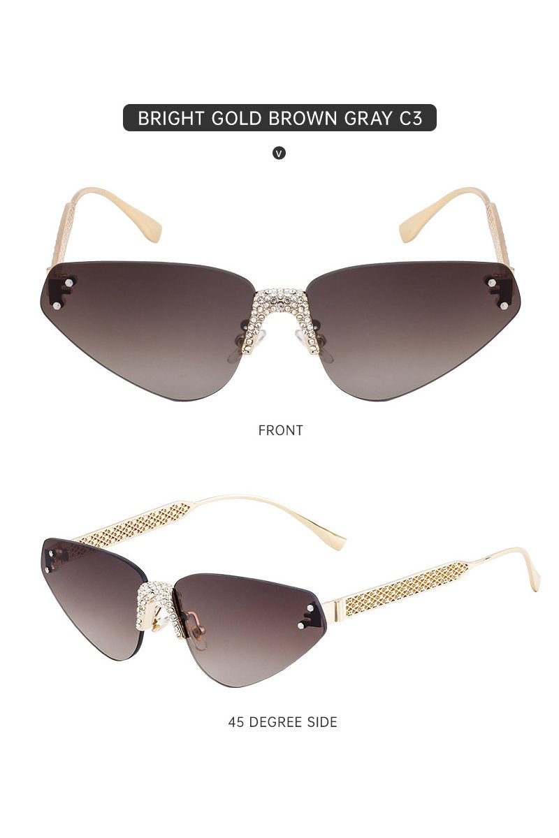 Women's Fashionable Frameless Sunglasses with Diamonds