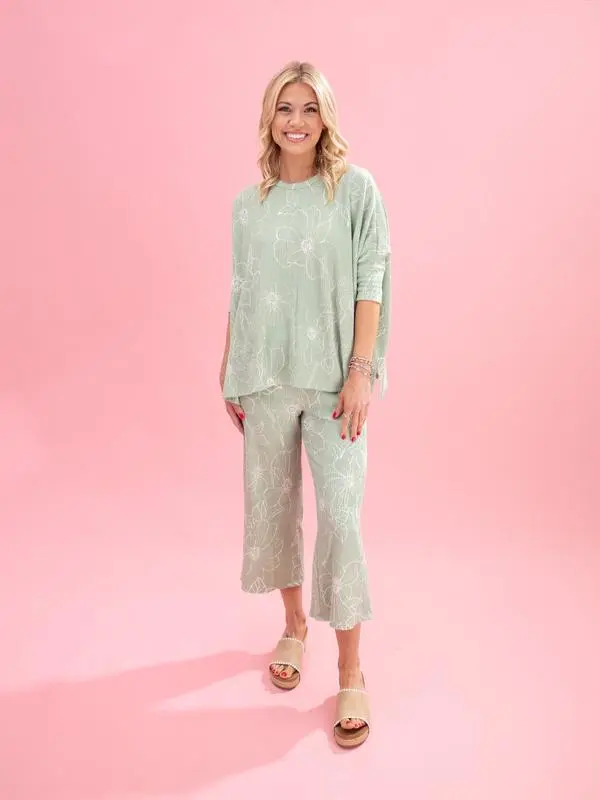 Ruffled floral pattern loose suit