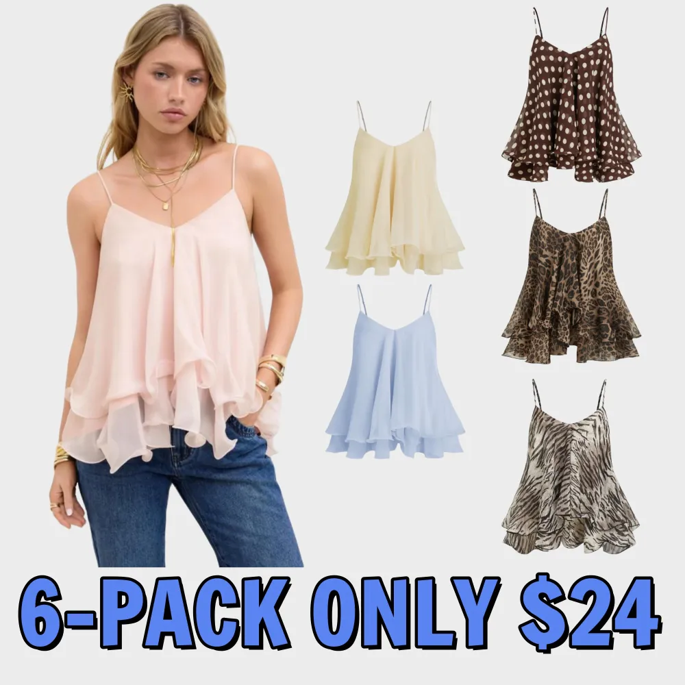 Ruffle Hem Knotted Layered Mesh Cami Top