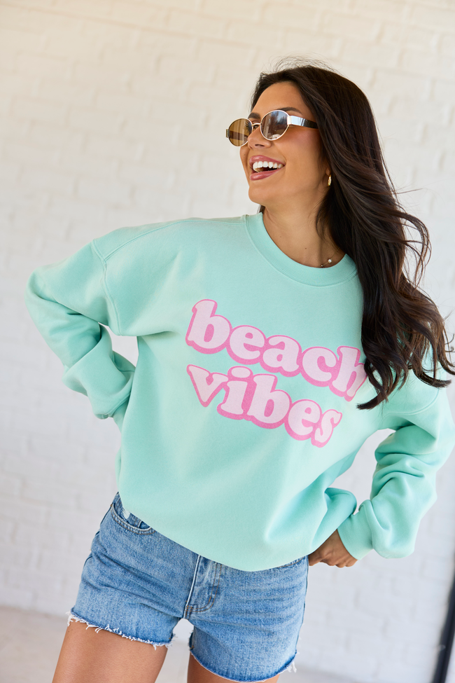 Beach Vibes Mint Graphic Sweatshirt