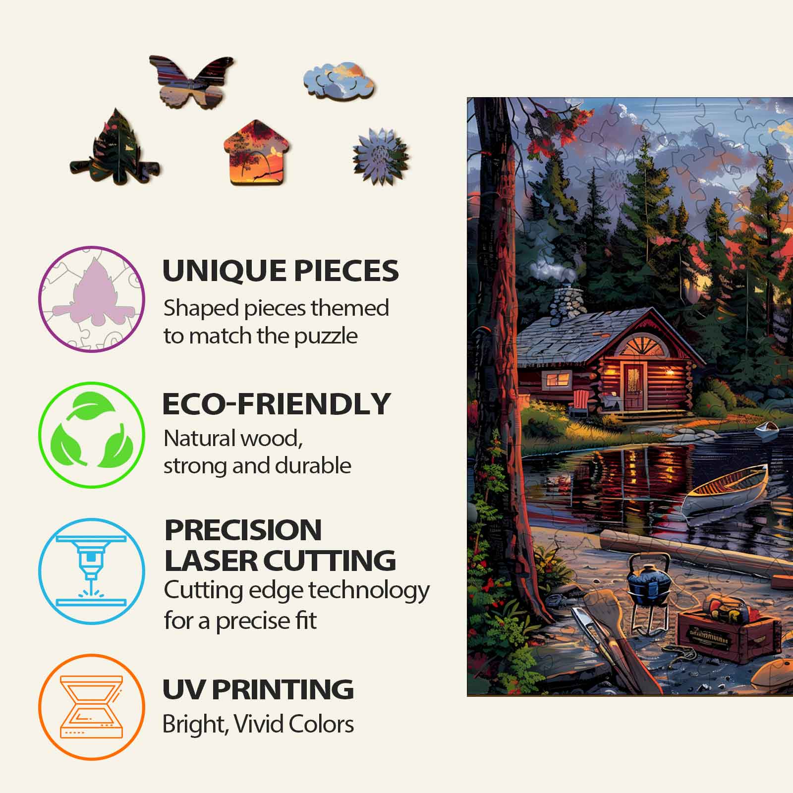 Canoe Lake-1 Wooden Jigsaw Puzzle