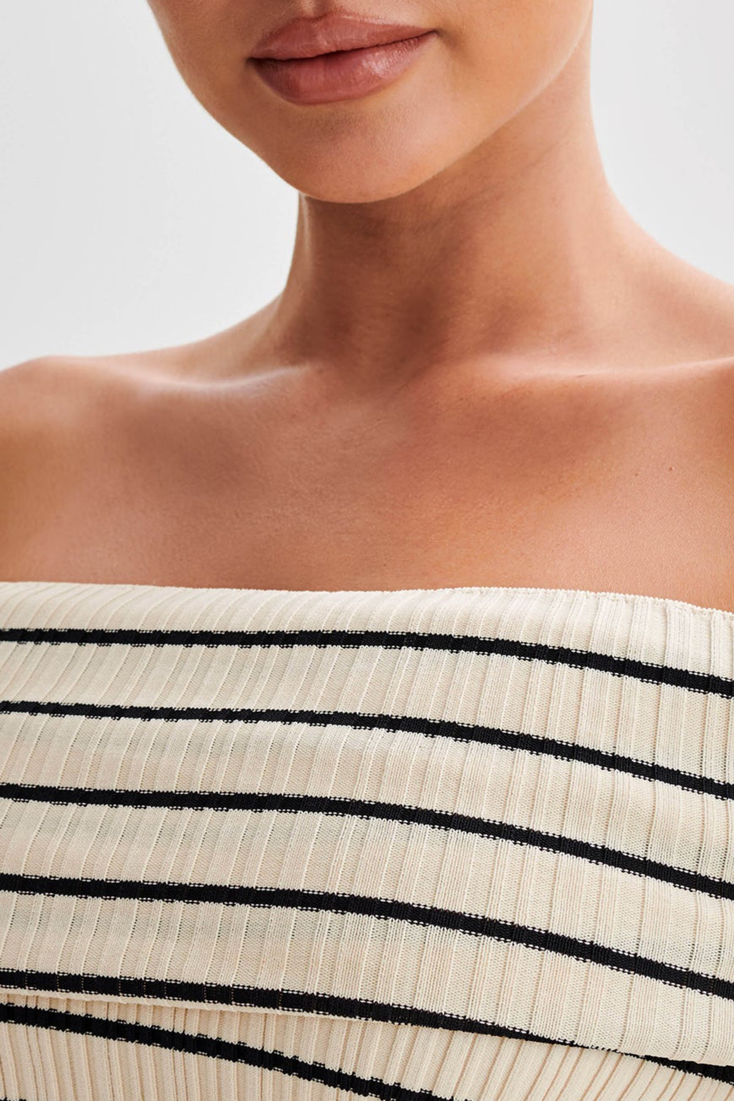 Striped Off Shoulder Knit Top