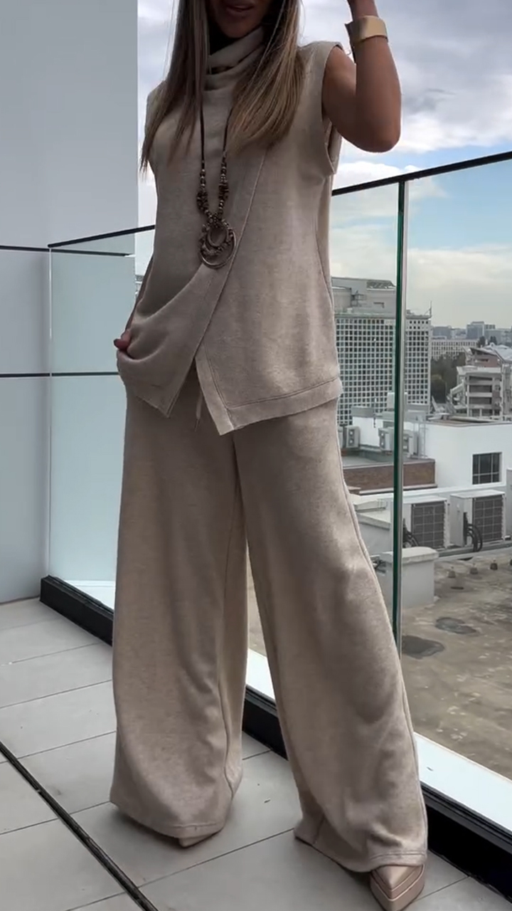 Women's High Collar Cotton Casual Suit