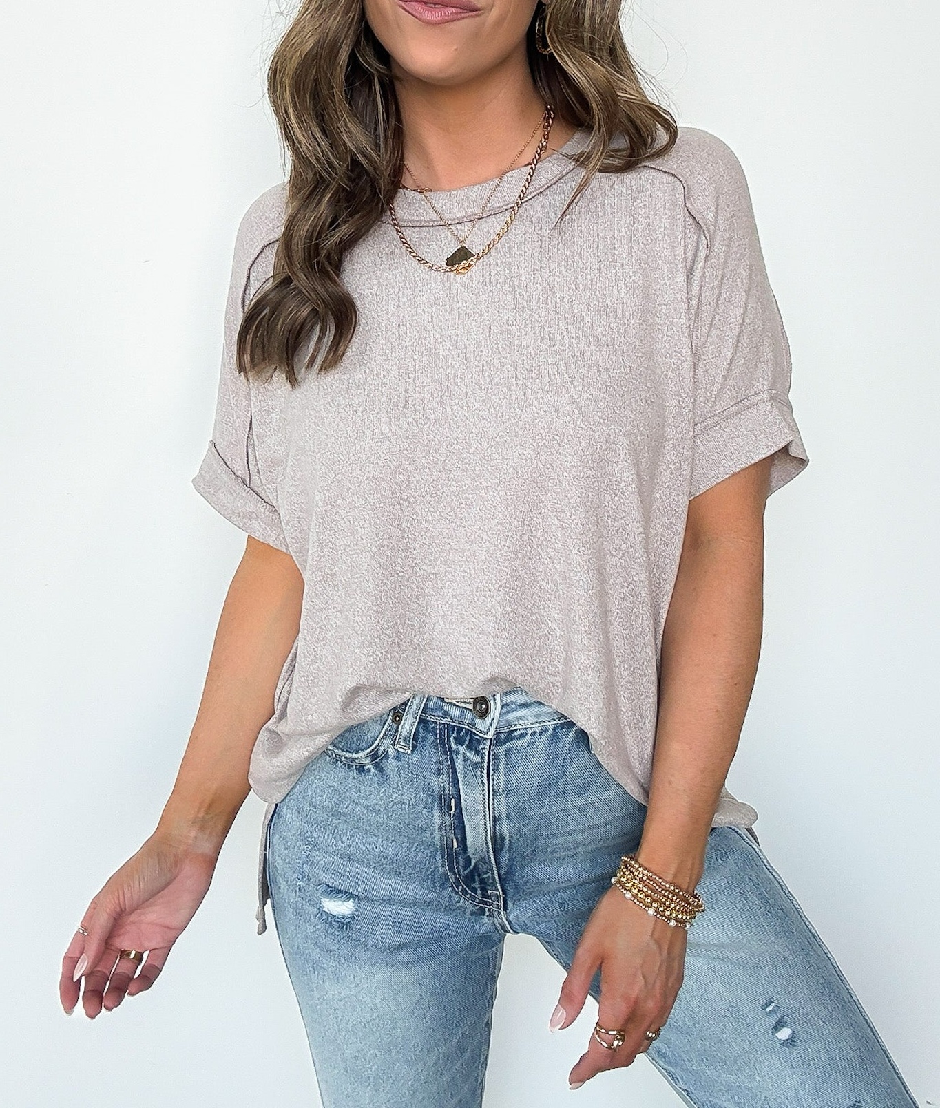 Sunday Muse Melange High Low Tee