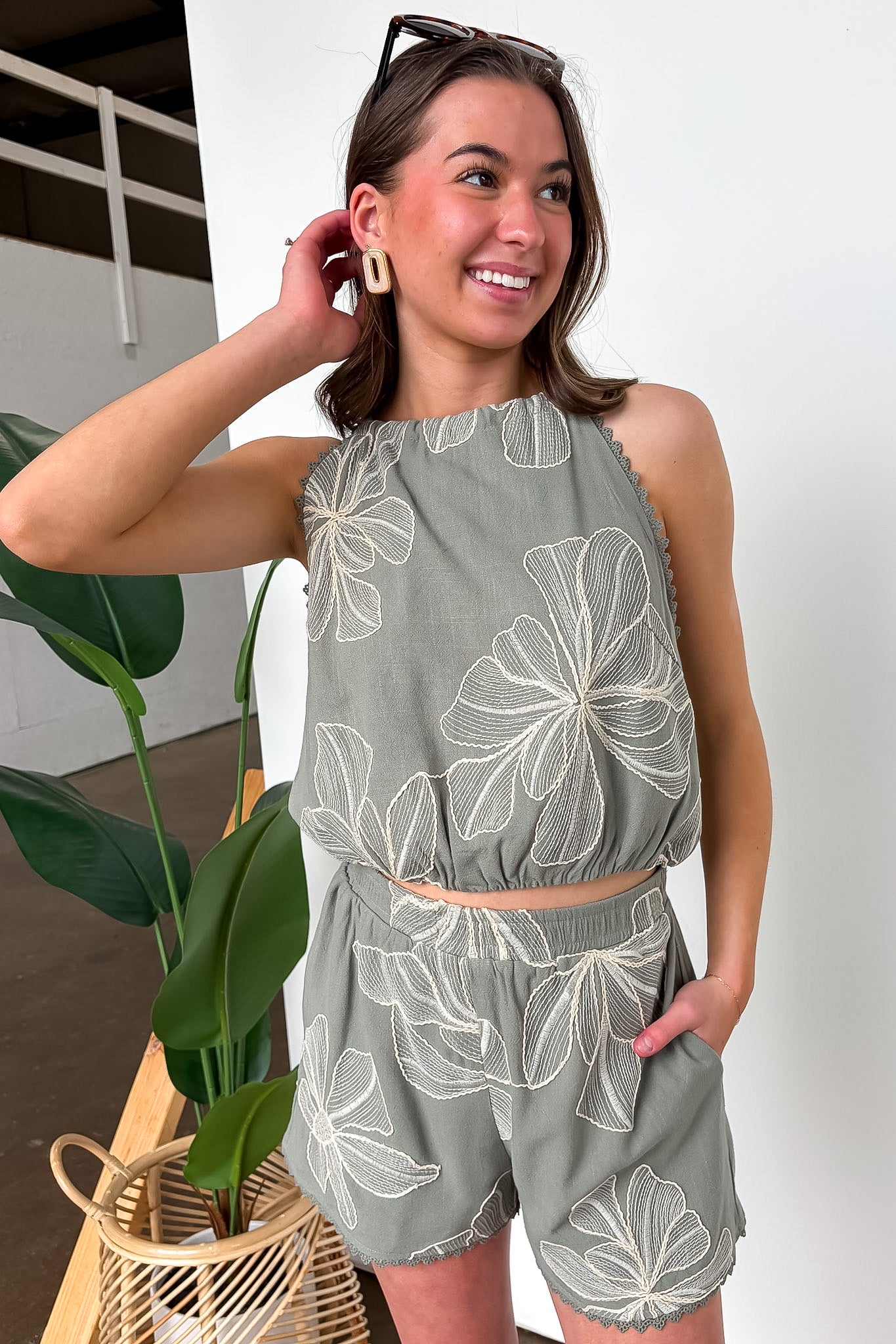 Floral Embroidered Shorts