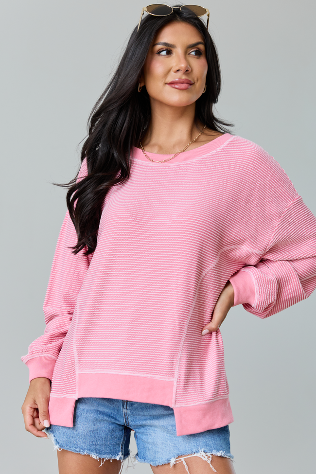 Melanie Pink Striped Pullover
