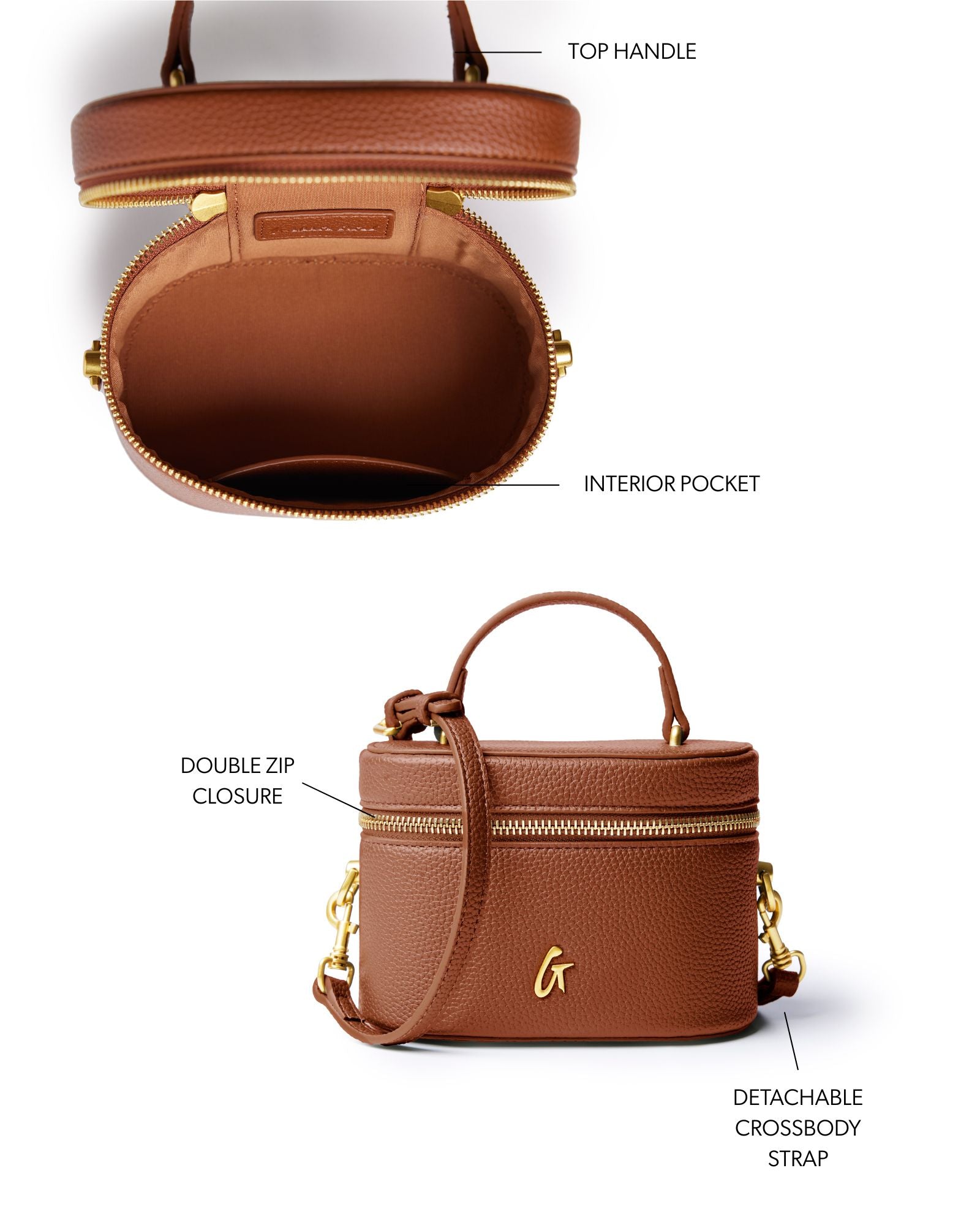 MINI PEBBLE VANITY BAG - BROWN