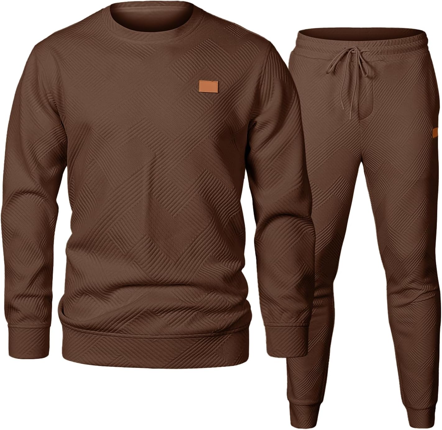 Mens 2 Piece Outfits Knit Jacquard Pullover Sweatshirt Tracksuit & Joggers Sweatpants Sweatsuit Sets with Pockets