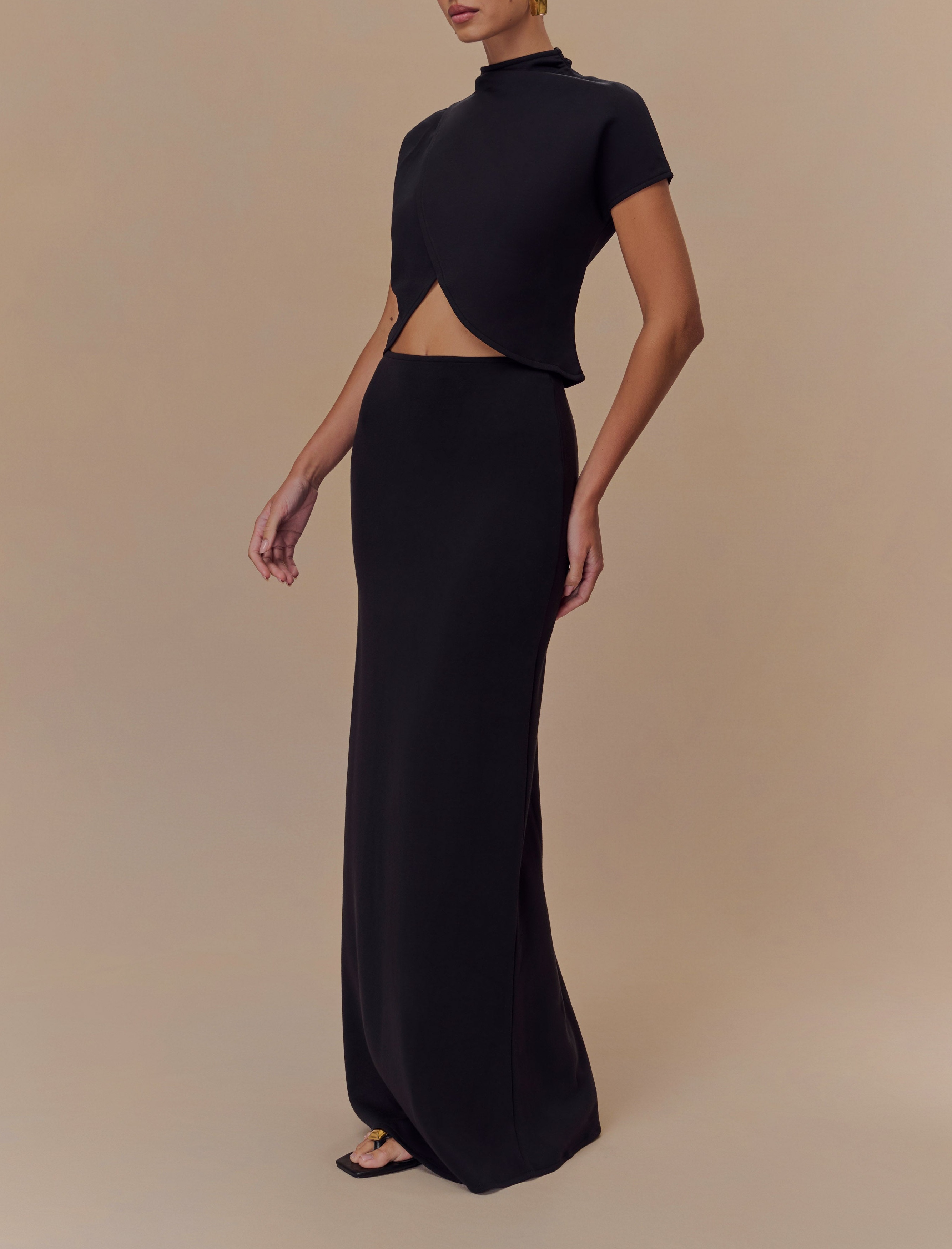 Black Scuba Jersey Maxi Skirt