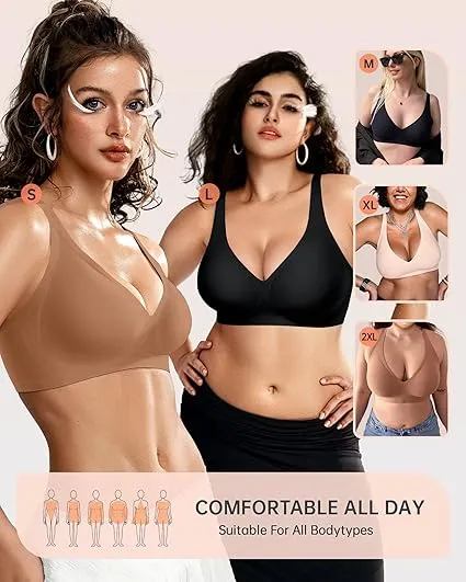 Womens Deep V Bras Wireless Comfortable Bra