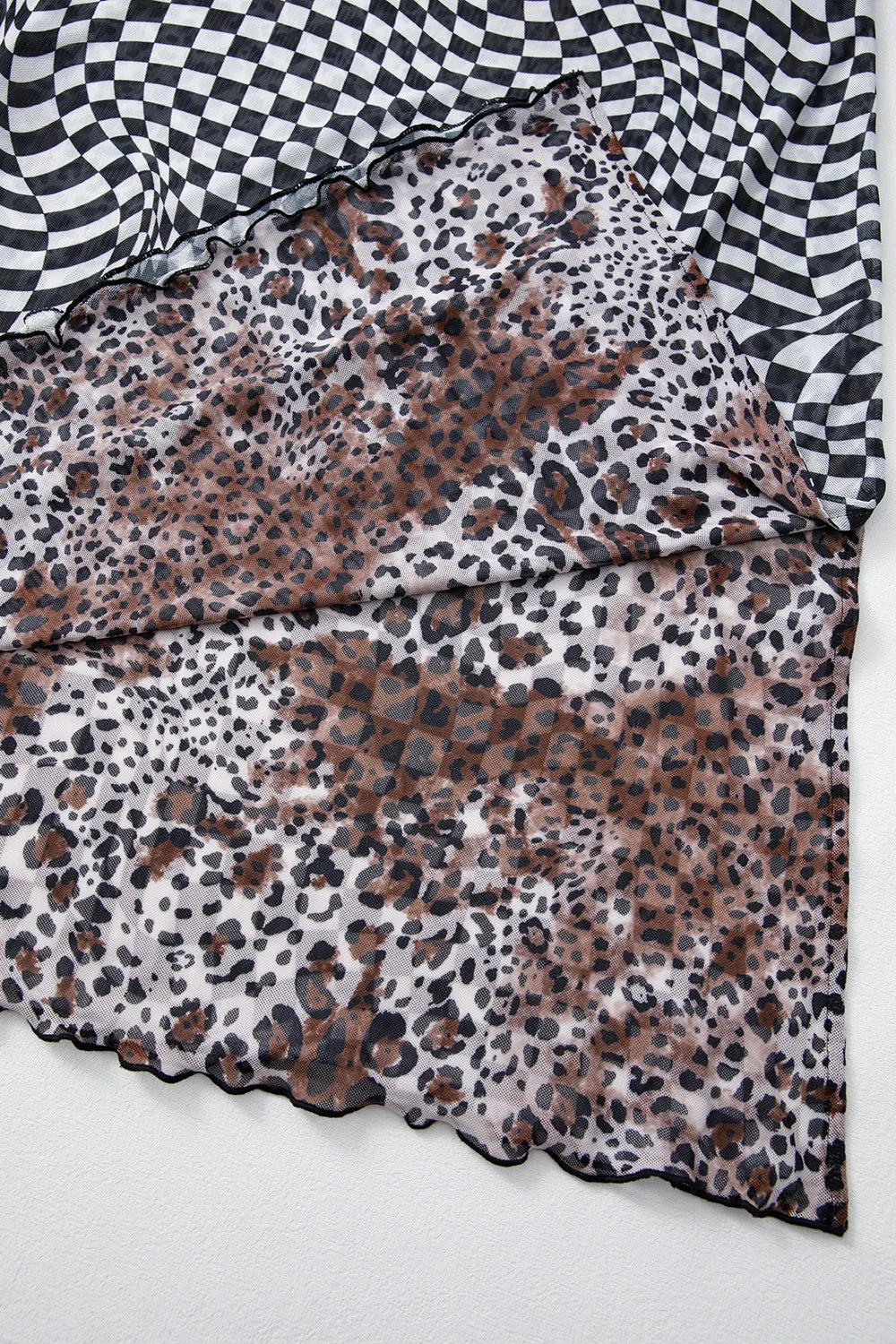 Checkered Round Neck Sleeveless Midi Dress