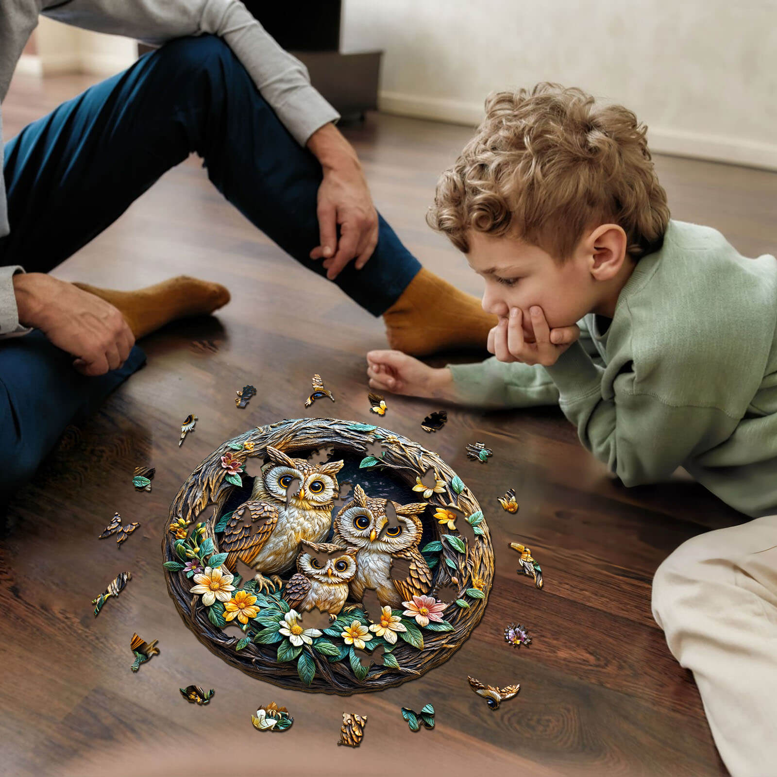 3D warm family Wooden Jigsaw Puzzle