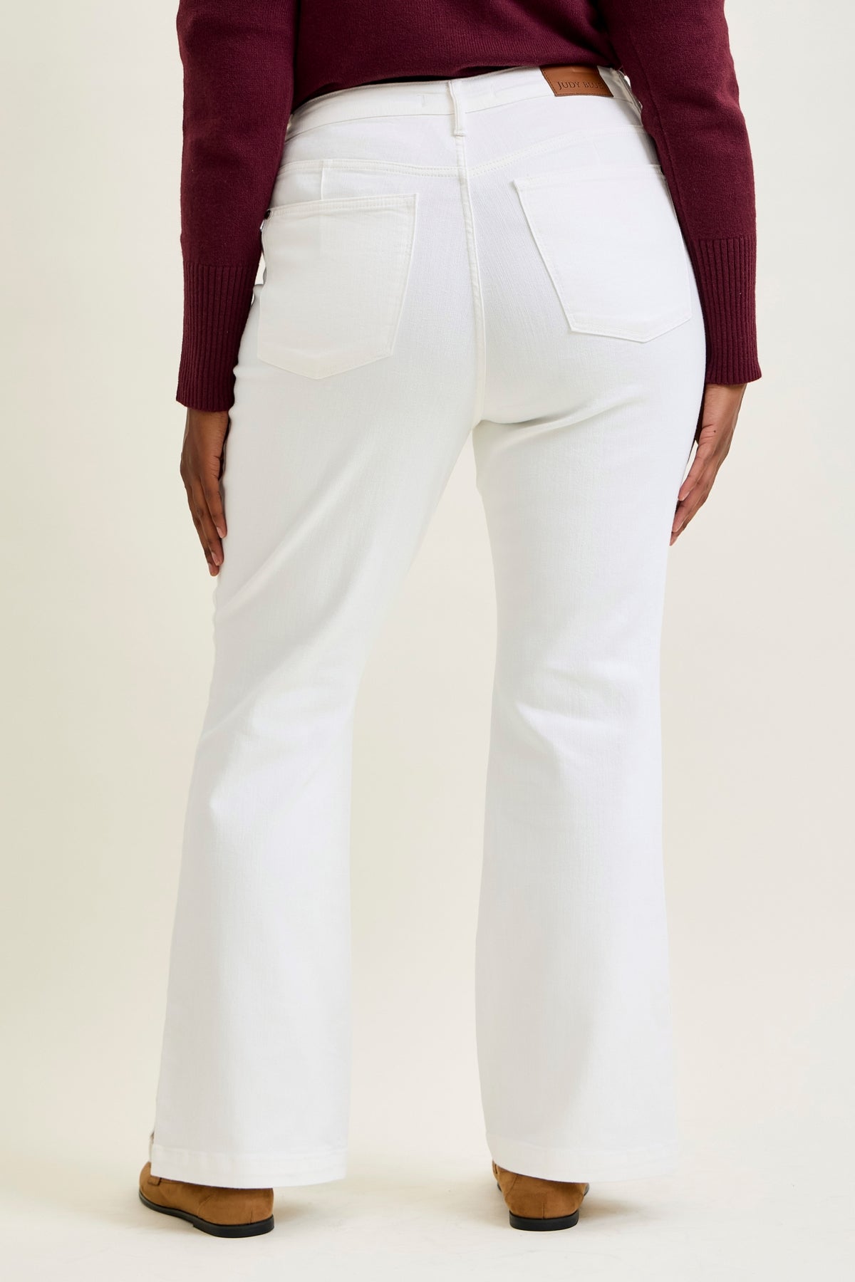 Lara White Slim Boot with Side Slit - PLUS