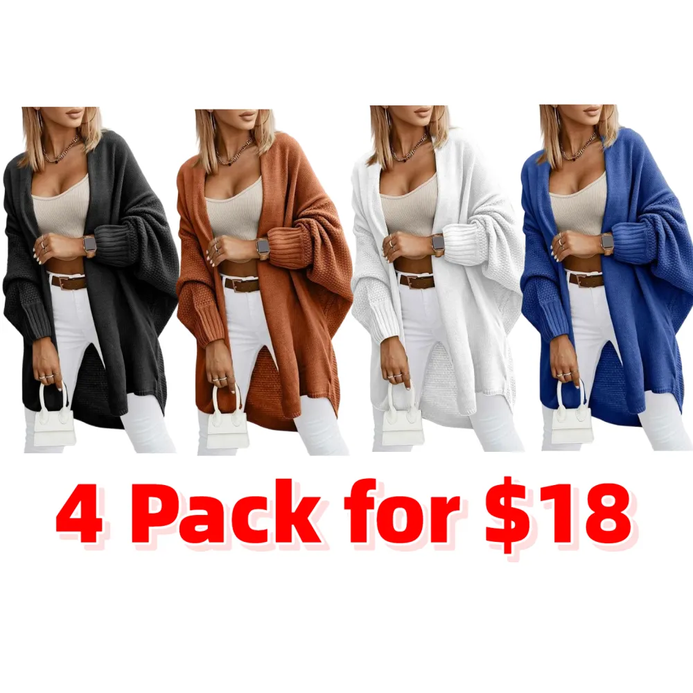 Women's Fall Cardigans Open Front Batwing Sleeve Knit Oversized Long Cardigan Sweaters