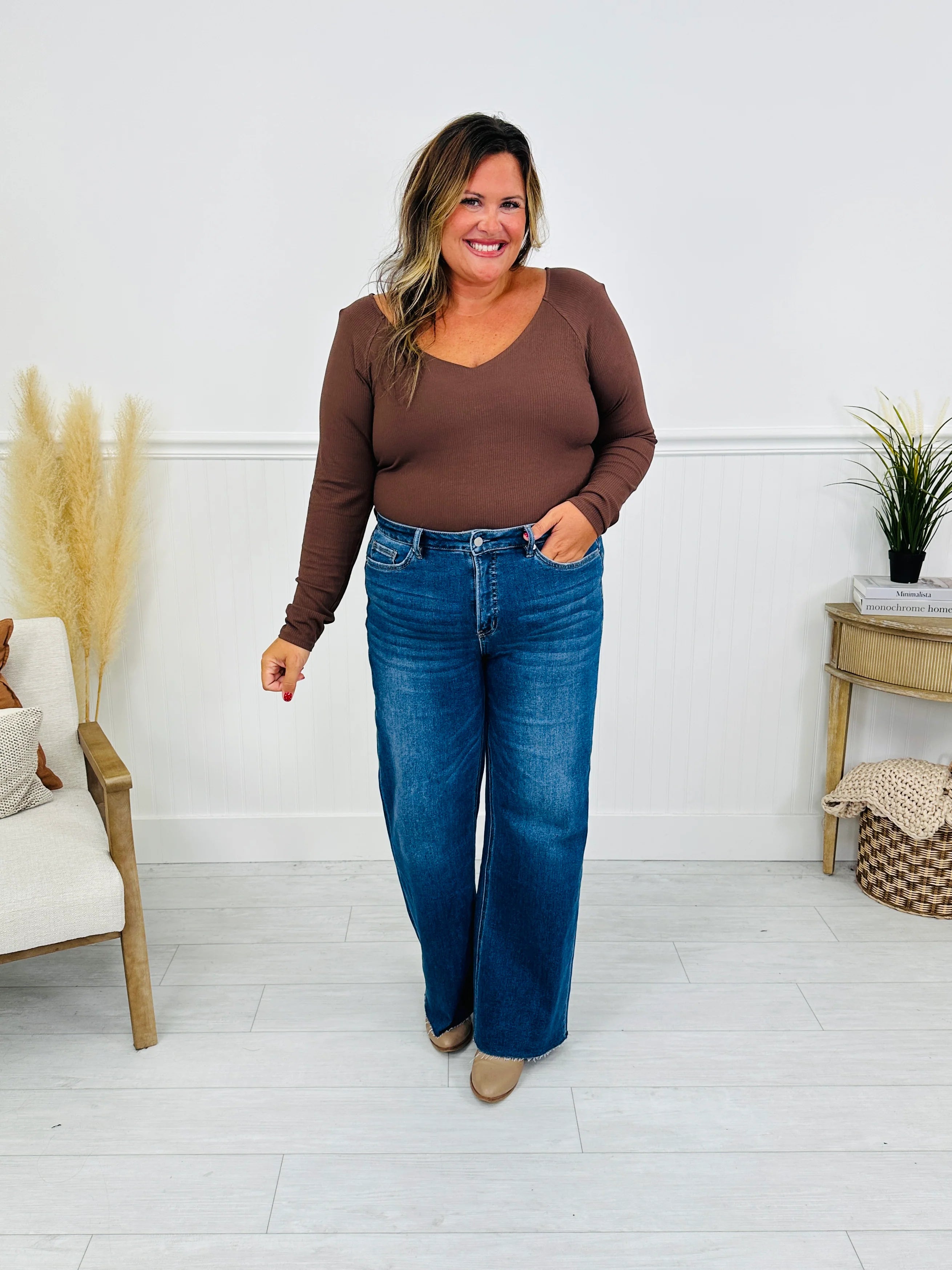 All Eyes On You Wide Leg Tummy Control Jeans