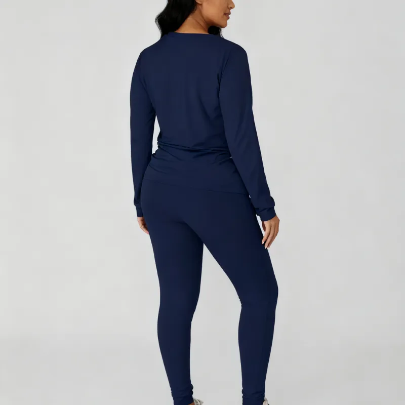 Women's Minimalist Chic Solid Long Sleeve Tee & Elastic Waist Pants Set