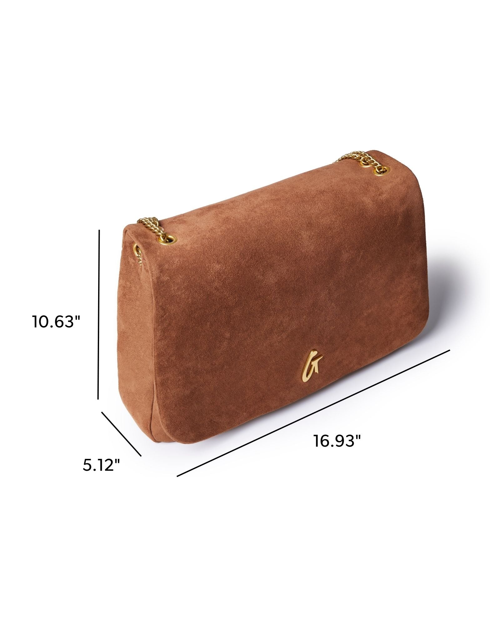 LARGE SUEDE FLAP BAG - BROWN