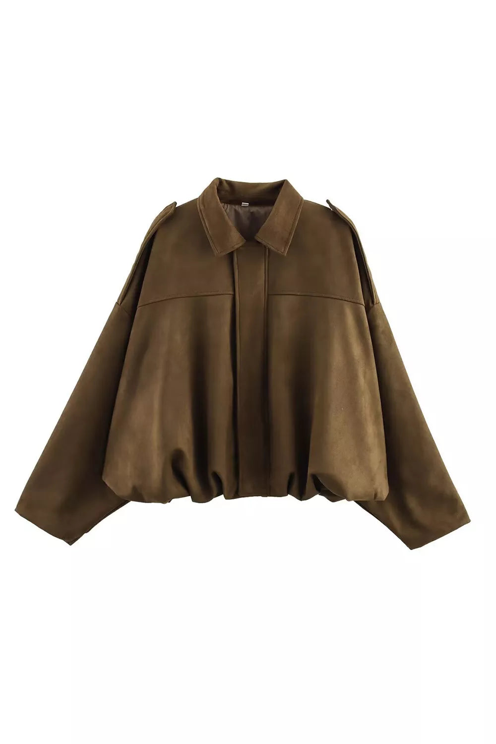 Collared Neck Dropped Shoulder Jacket
