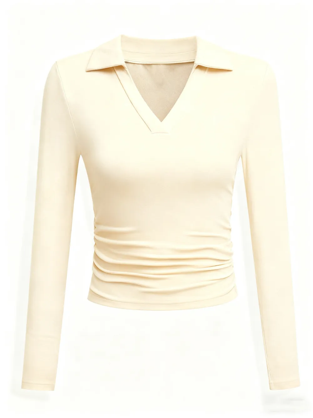 Knit Solid Color Long Sleeve V Neck Slim