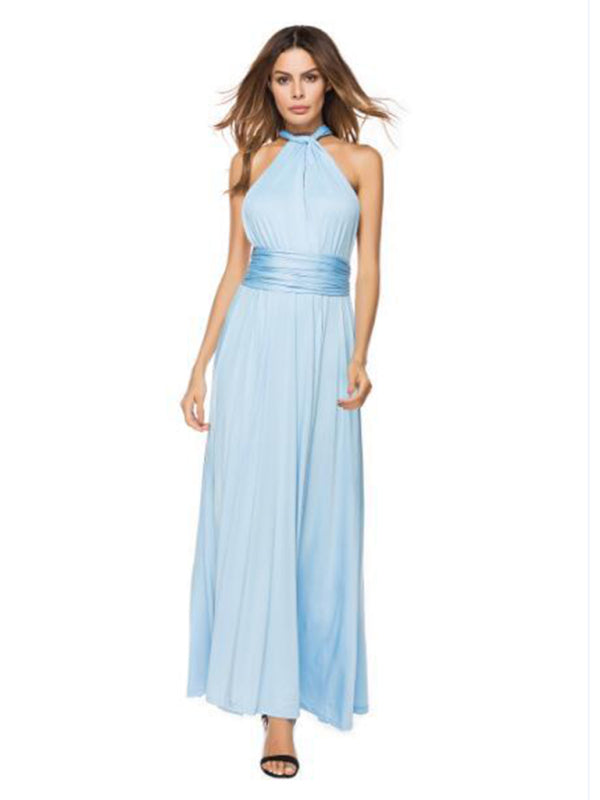 Multi-wear Fado rope cross backless sexy maxi bandage dress