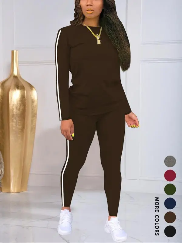 Women’s Striped Long Sleeve Top & Pants Set