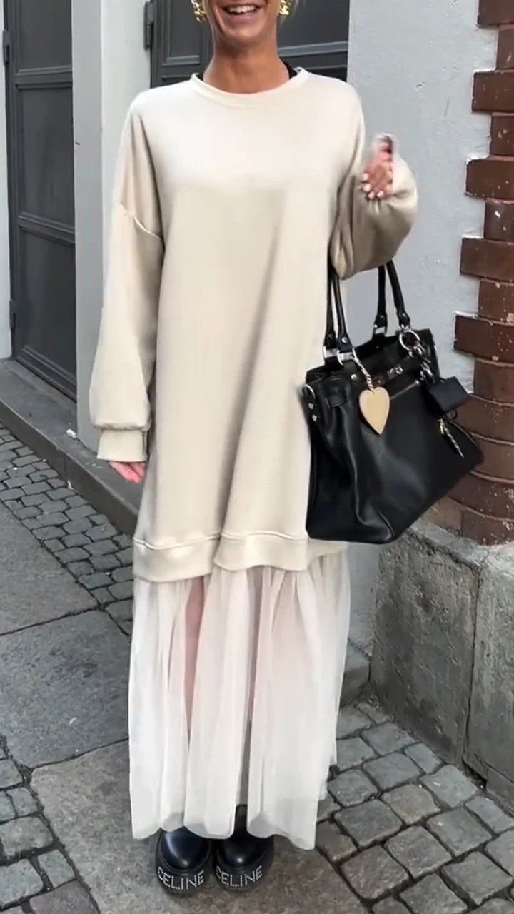 Women's Round Neck Lace Stitching Casual Dress