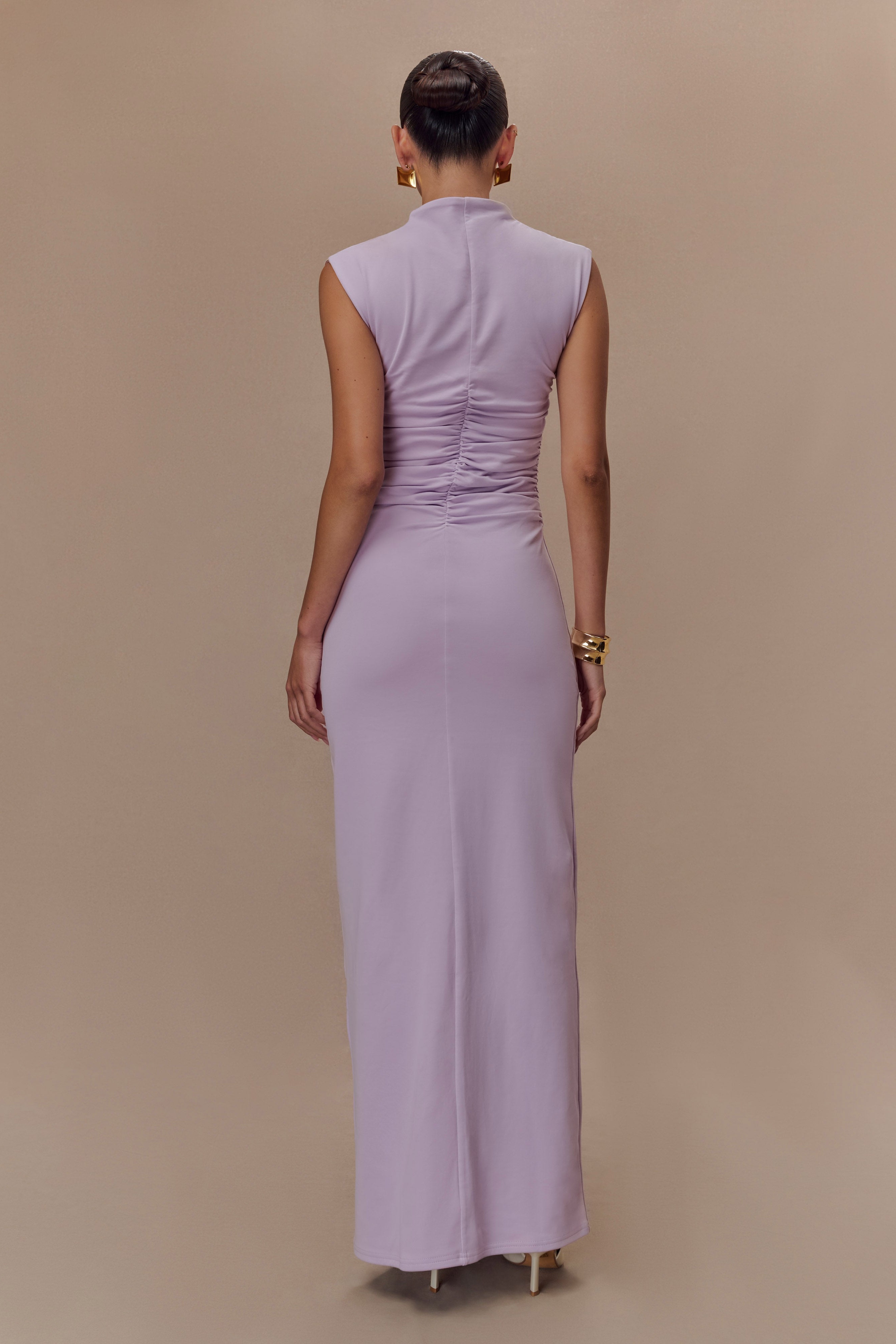 Lilac High Neck Sleeveless Maxi Dress