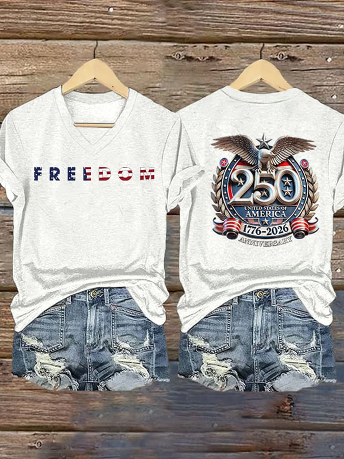 Women'S For The 250th Anniversary Of American Independence V-Neck T-Shirt