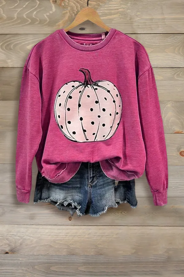 Casual Pumpkin Print Sweatshirt