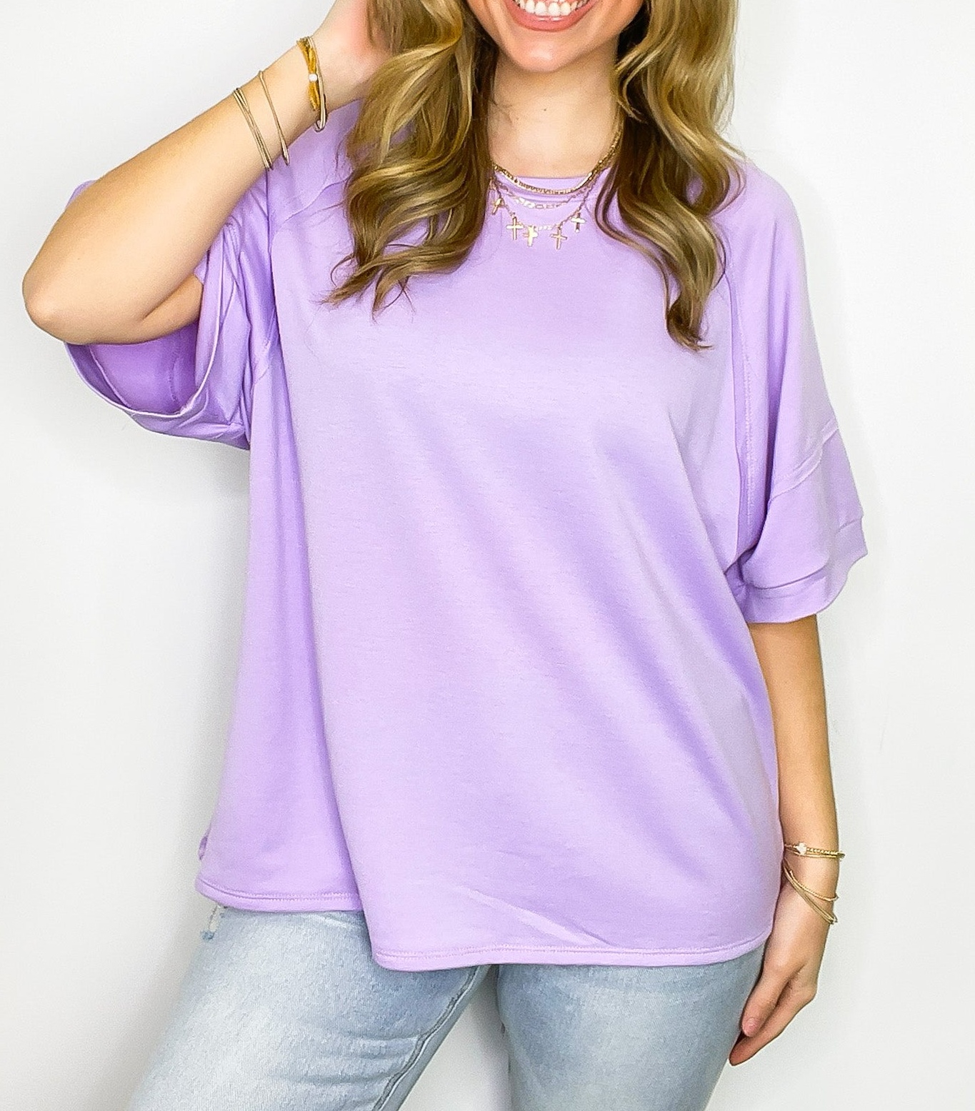 Chill Out Terry Knit Raw Edge Relaxed Top