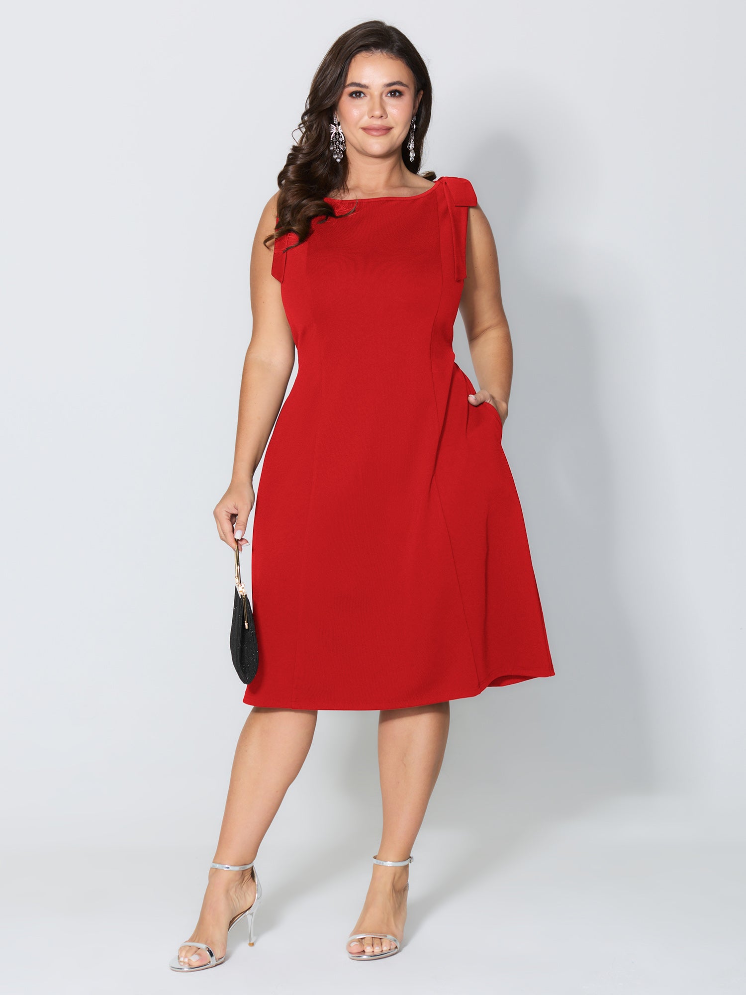 Shoulder Tie Sculpting Bodice Mini Dress