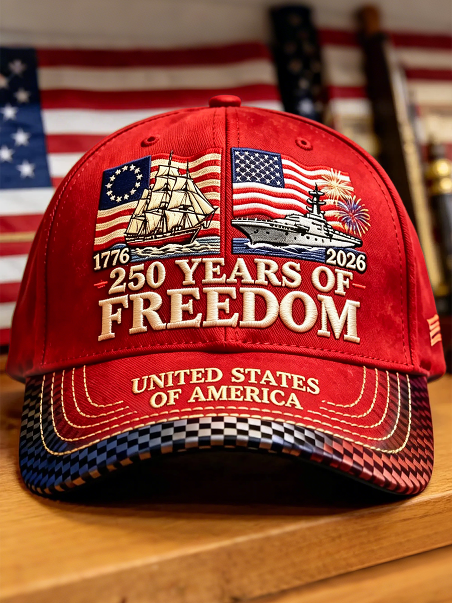 250 Years Of Freedom Ship & Warship Patriotic Baseball Cap