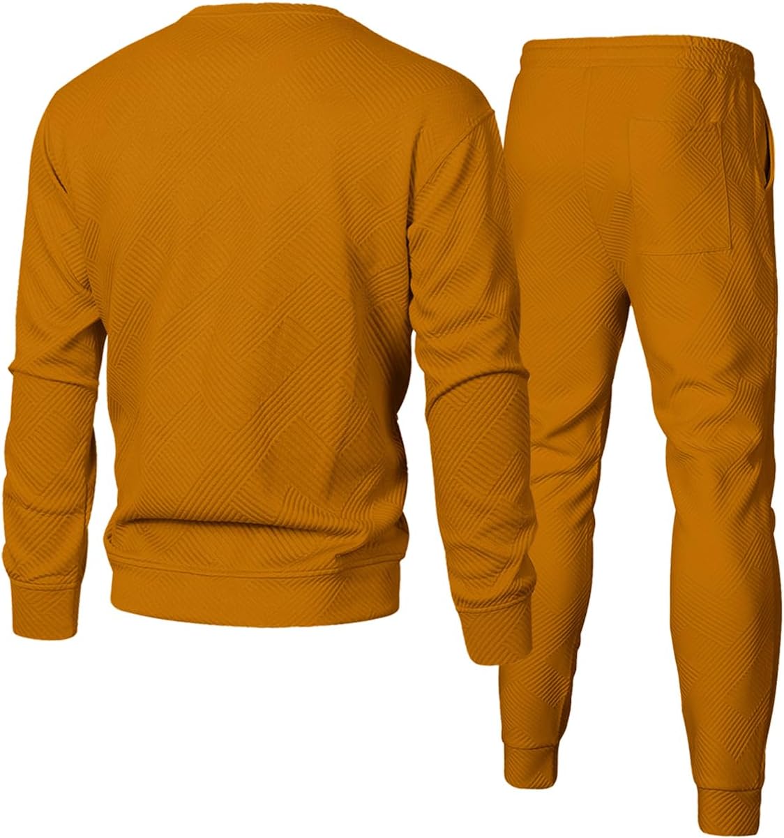 Men's 2 Piece Outfits Knit Jacquard Pullover Sweatshirt Tracksuit & Joggers Sweatpants Sweatsuit Sets with Pockets