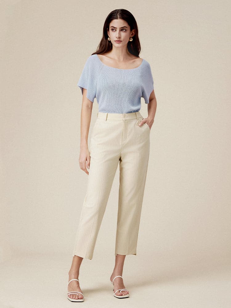 Linen & Lyocell Square Neck Casual Basic Top