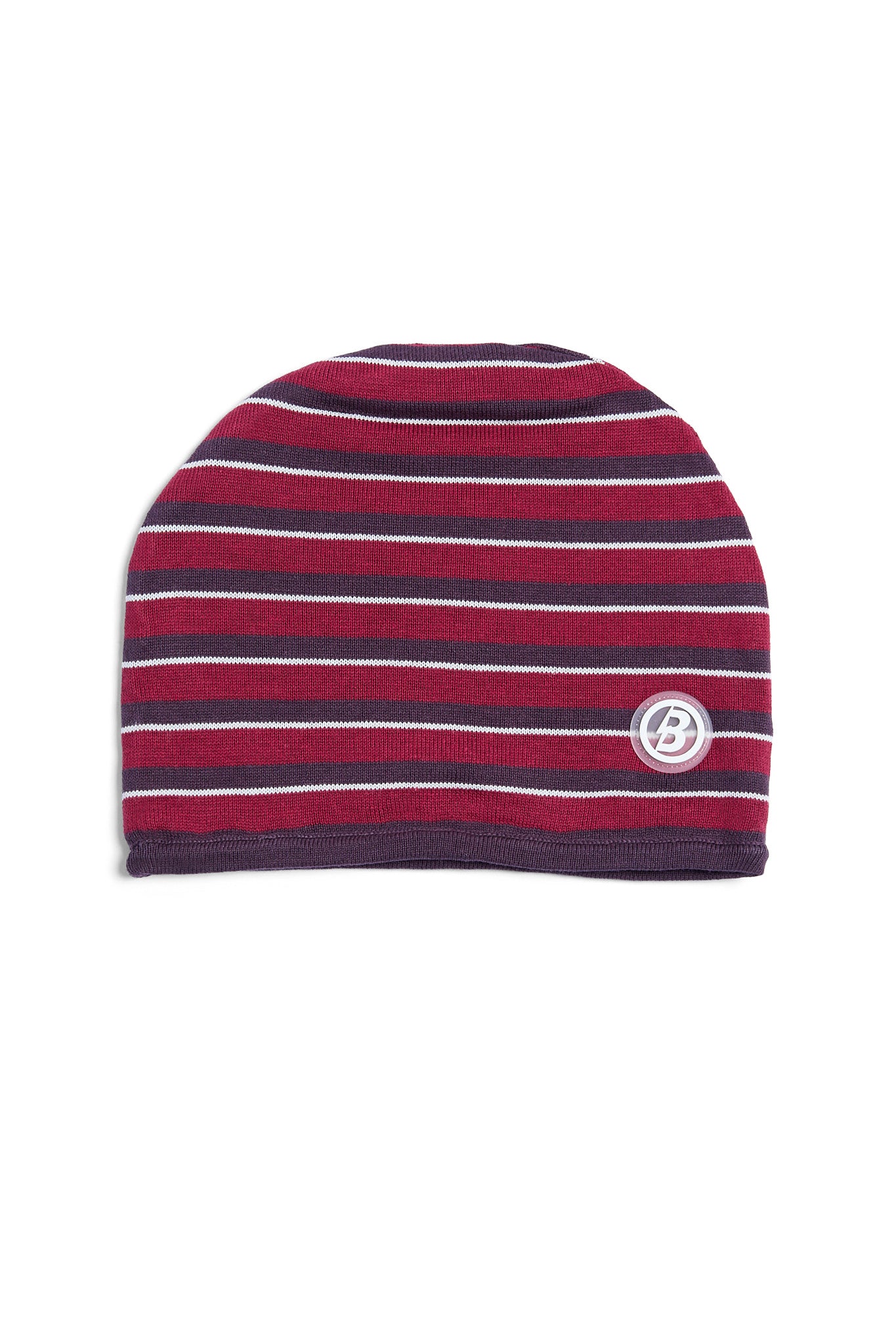 STRIPED KNIT BEANIE (MAROON/SLATE)