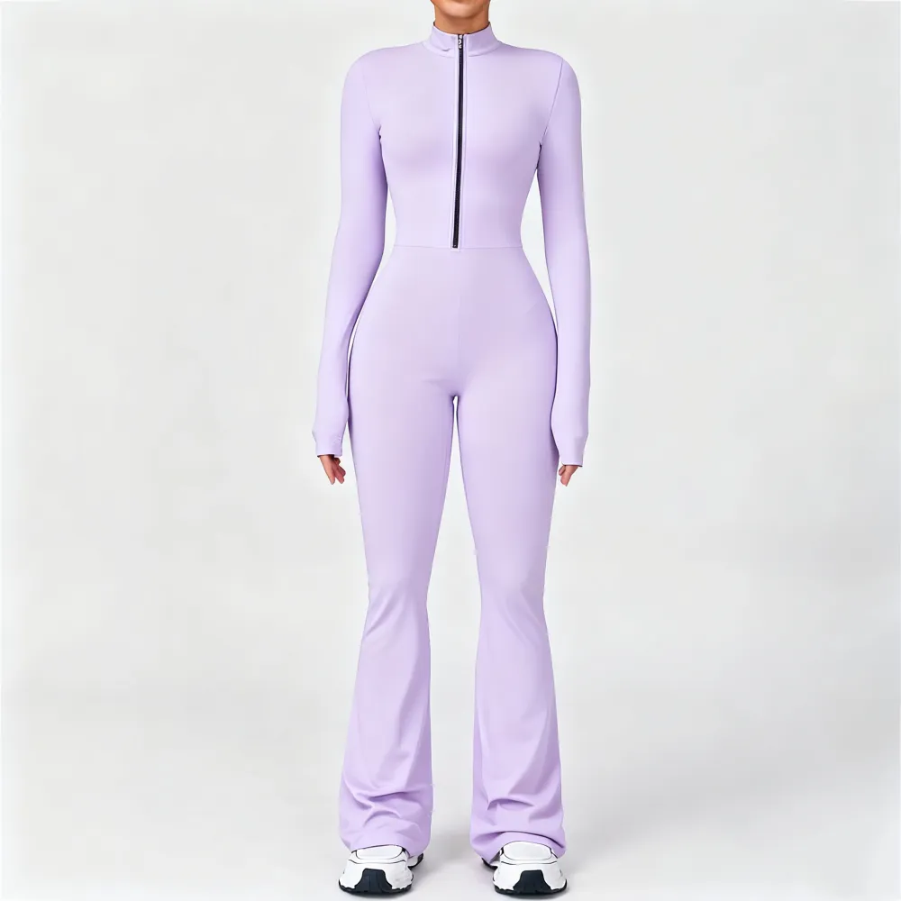 Women's Long Sleeve Flared Sports Jumpsuit